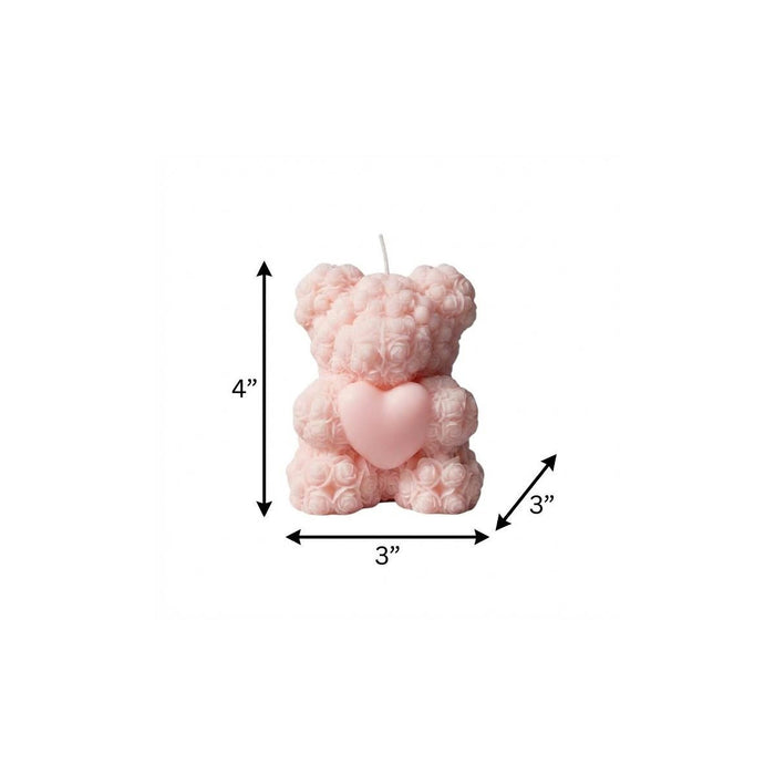 4" Pink Lily of the Valley Scented Dimensional Teddy Bear Candle