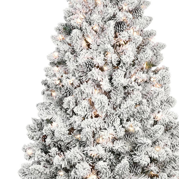 4' Pre Lit Full Flocked Spruce Christmas Tree