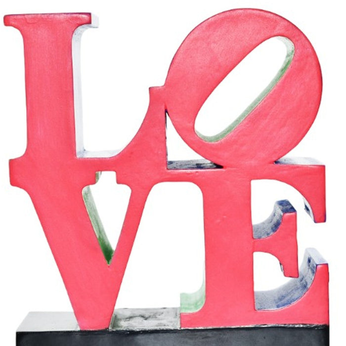 4" Red Blue Green And Black Resin Love Tabletop Sculpture