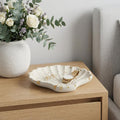 4" White And Gold Resin Handmade Seashell Trinket Tray