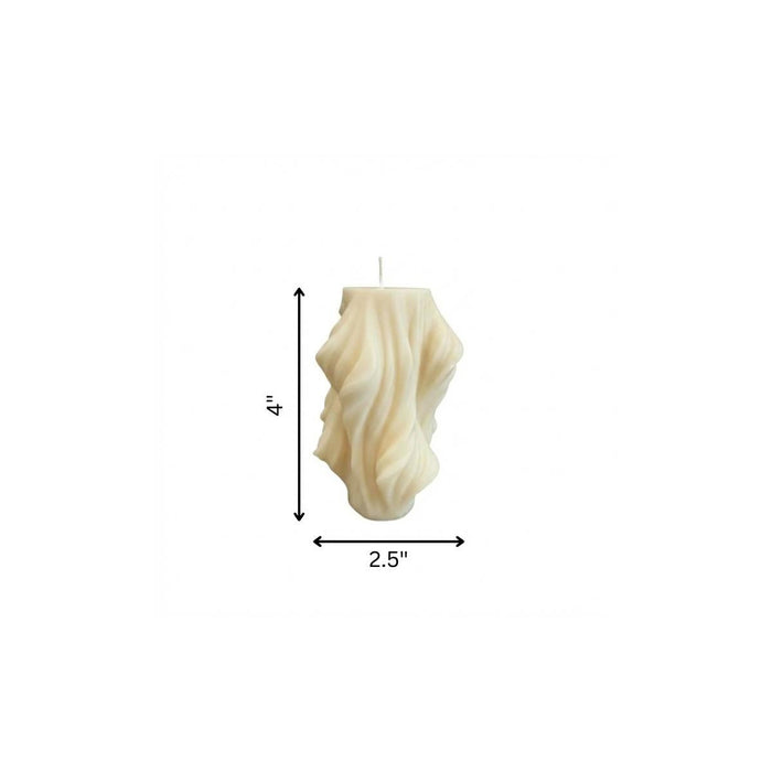 4" White Eucalyptus Scented Dimensional Twist Candle