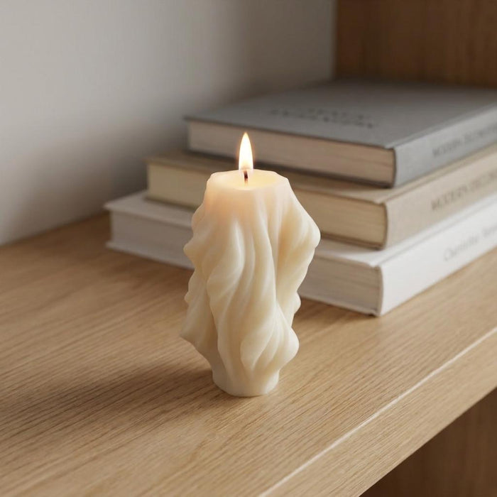 4" White Peony Scented Dimensional Twist Candle