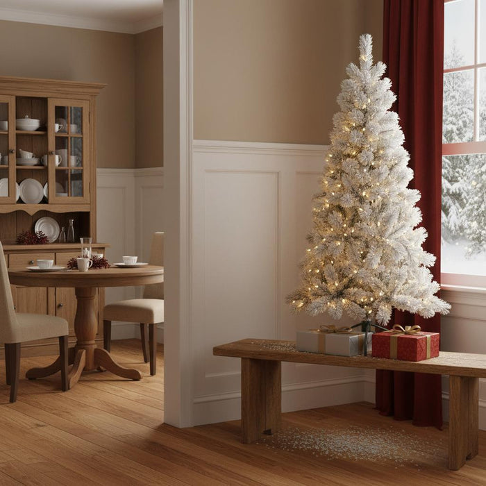 4' White Pre Lit Full Pine Christmas Tree