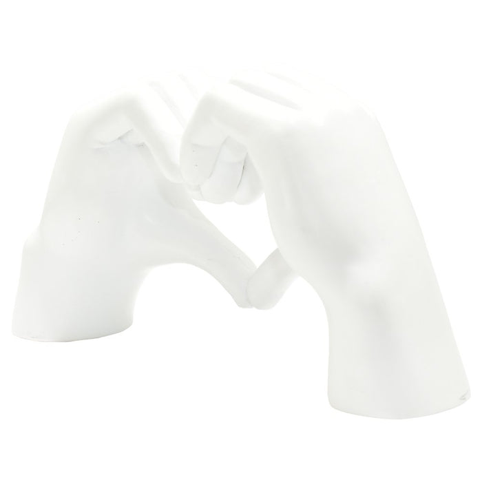 4" White Resin Heart Hands Tabletop Sculpture
