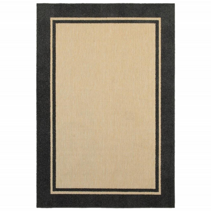 4' X 5' Beige And Black Indoor Outdoor Area Rug