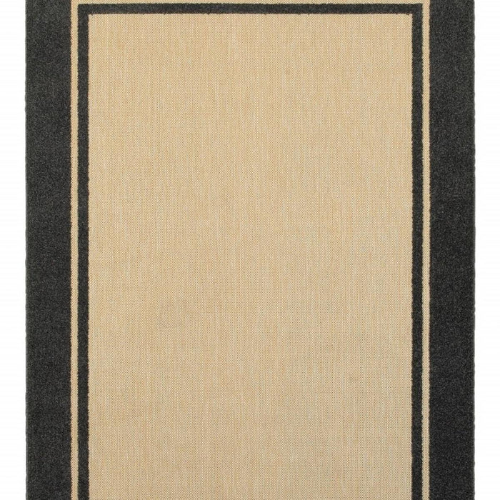 4' X 5' Beige And Black Indoor Outdoor Area Rug