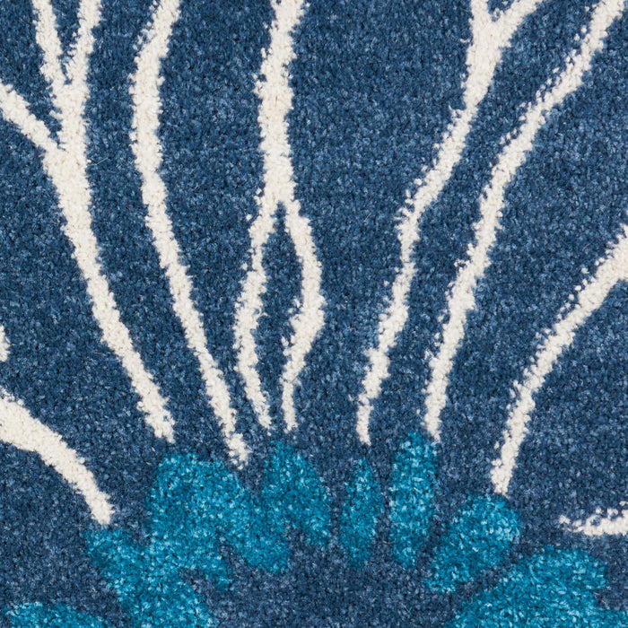 4' X 6' Blue And Gold Floral Area Rug