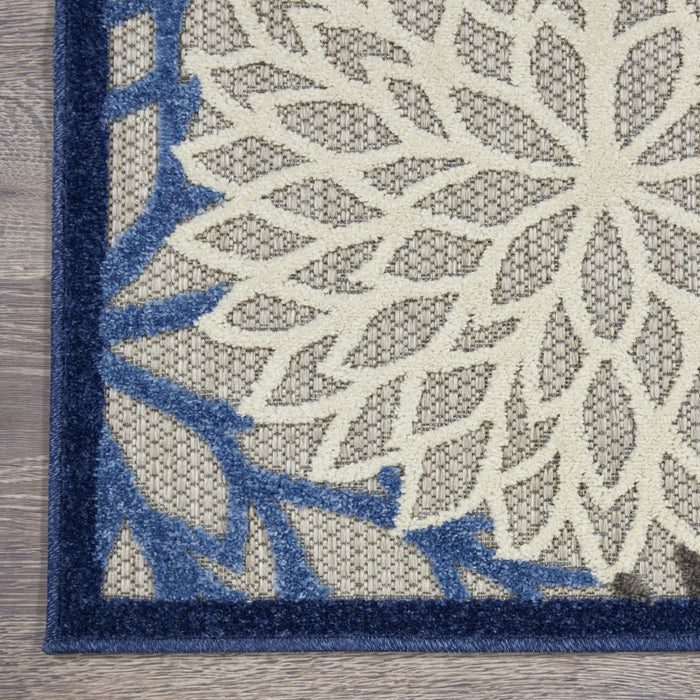 4' X 6' Blue And Gray Indoor Outdoor Area Rug