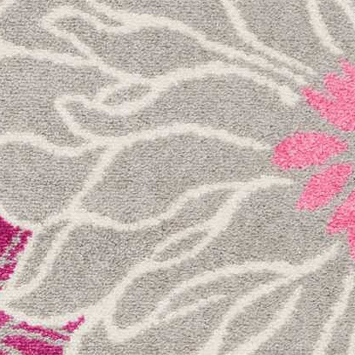 4' X 6' Gray And Pink Floral Area Rug
