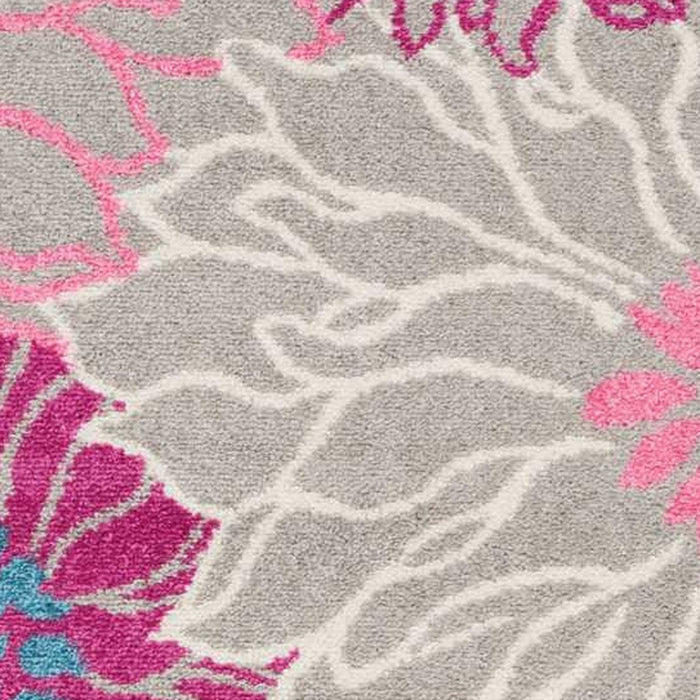 4' X 6' Gray And Pink Floral Area Rug