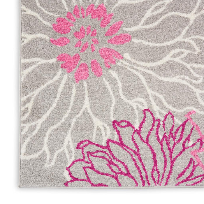 4' X 6' Gray And Pink Floral Area Rug