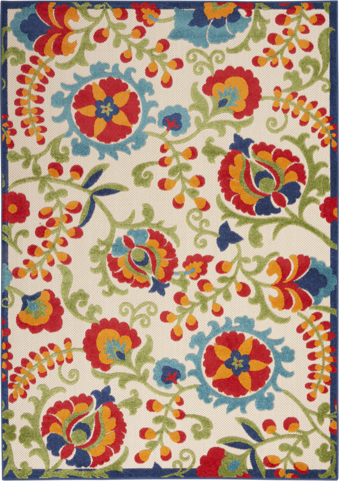 4' X 6' Green And Ivory Indoor Outdoor Area Rug