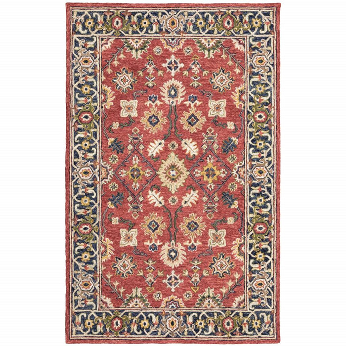 4' X 6' Red And Blue Bohemian Area Rug