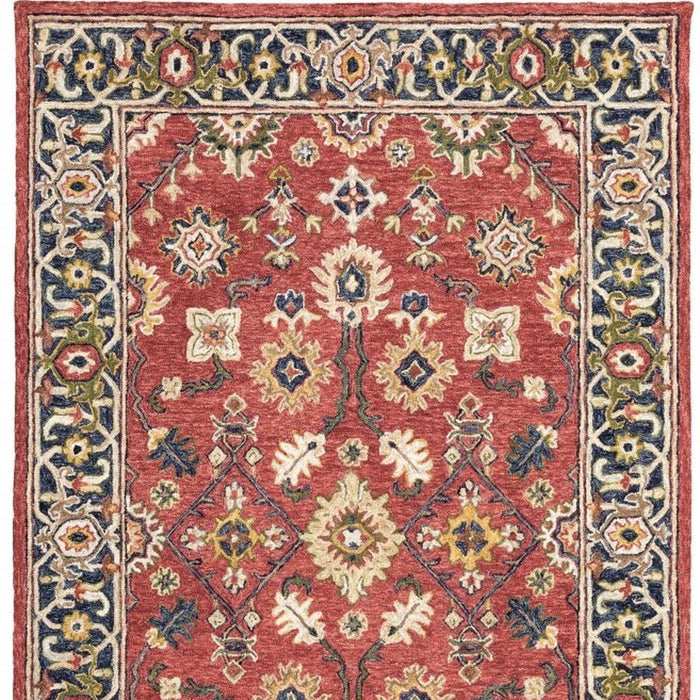 4' X 6' Red And Blue Bohemian Area Rug