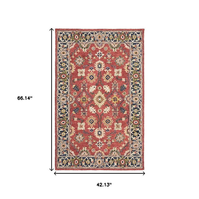 4' X 6' Red And Blue Bohemian Area Rug