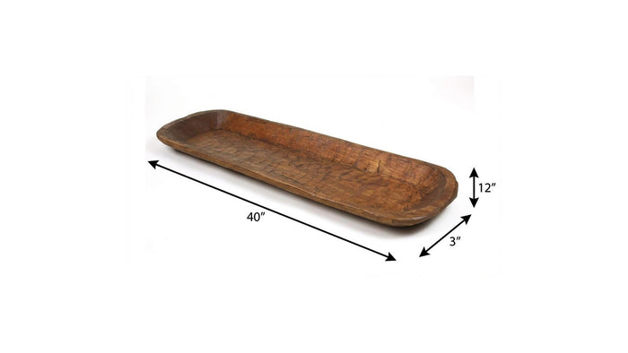 40" Natural Solid Wood Oval Dough Bowl