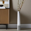 40" White Faux Marble Tapered Ceramic Floor Vase