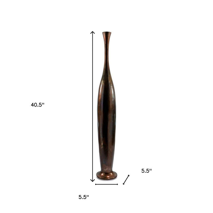 41" Burnished Brown Aluminum Floor Vase