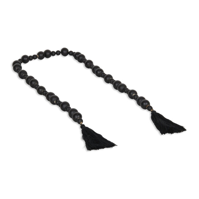 42" Black Wood Hand Painted Decorative Tassel