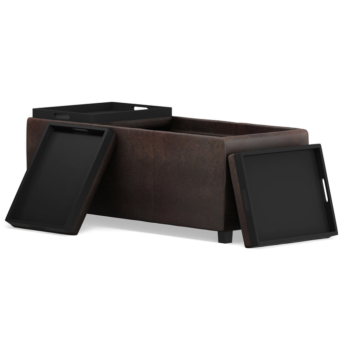 42" Dark Brown Ottoman With Storage