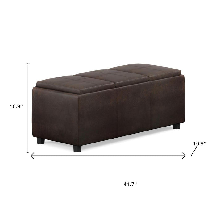 42" Dark Brown Ottoman With Storage