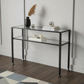43" Clear and Black and Silver Glass Distressed Console Table With Storage