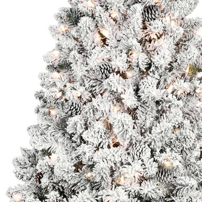 4.5' Pre Lit Full Flocked Spruce Christmas Tree