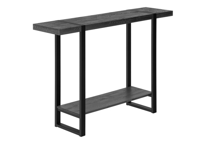47" Black Wood and Metal Distressed Sled Console Table With Shelf