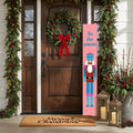 47" Blue And Pink Solid Wood Tis The Season Christmas Nutcracker Porch Sign
