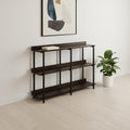 47" Brown and Black Wood and Metal Frame Console Table With Three Shelves