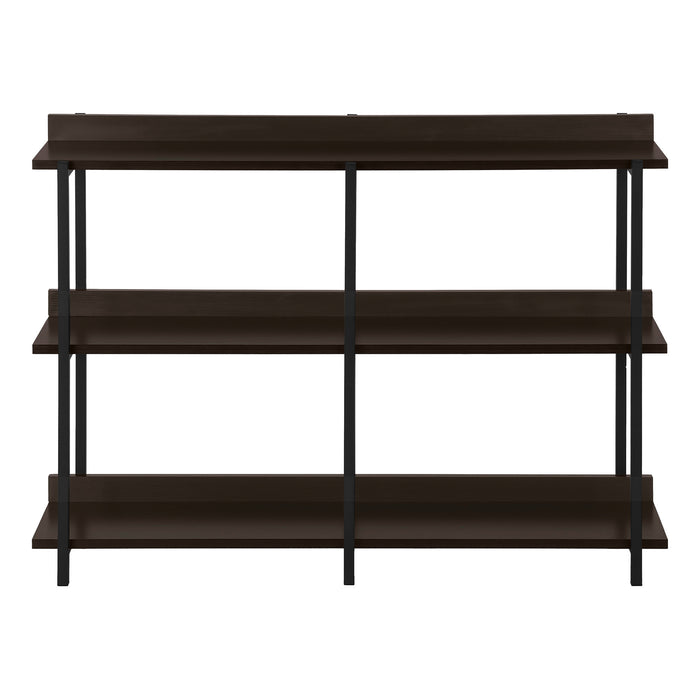 47" Brown and Black Wood and Metal Frame Console Table With Three Shelves