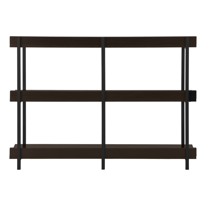 47" Brown and Black Wood and Metal Frame Console Table With Three Shelves