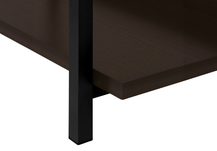 47" Brown and Black Wood and Metal Frame Console Table With Three Shelves