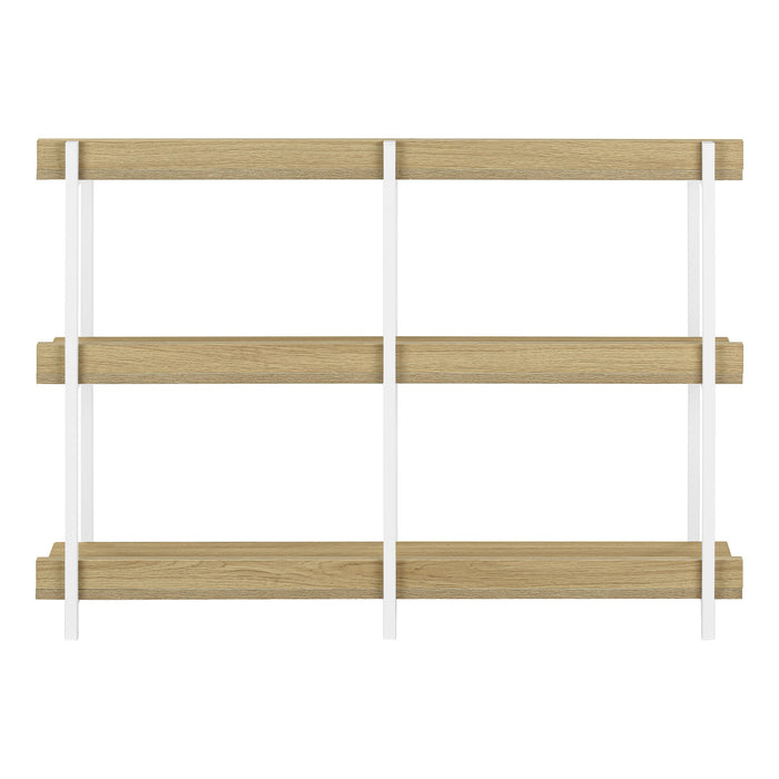 47" Natural and White Wood and Metal Frame Console Table With Three Shelves