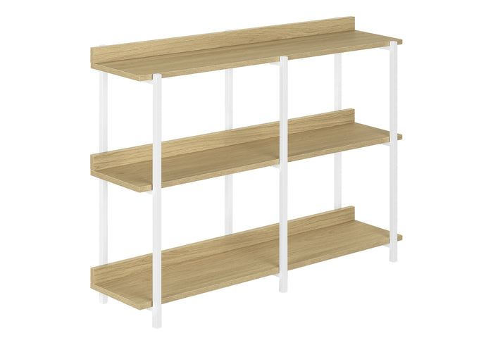 47" Natural and White Wood and Metal Frame Console Table With Three Shelves