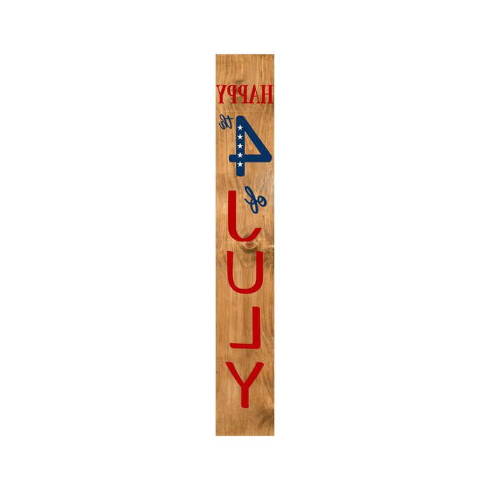 47" Natural Red White And Blue Solid Wood Happy July 4th Porch Sign