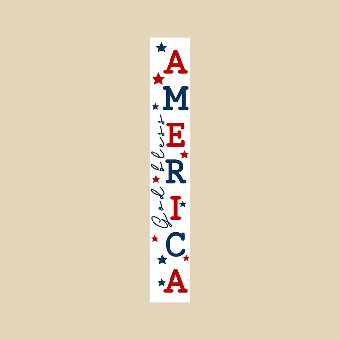 47" Red White And Blue Solid Wood God Bless America Porch Sign