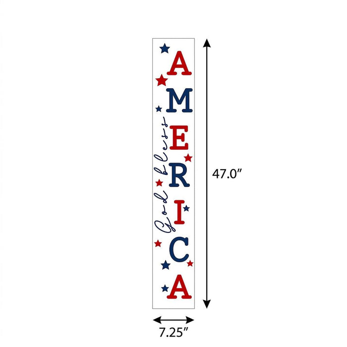 47" Red White And Blue Solid Wood God Bless America Porch Sign