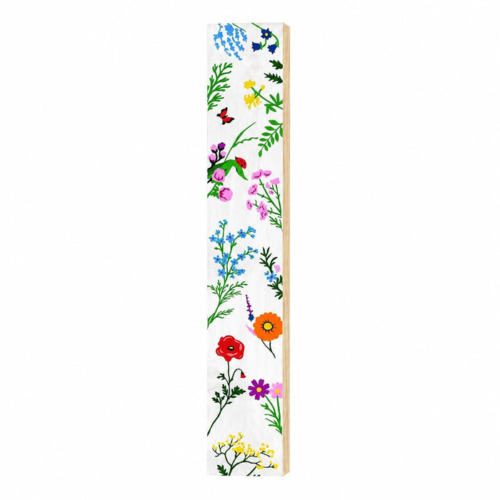 47" White Blue And Green Solid Wood Floral Bouquet Porch Sign