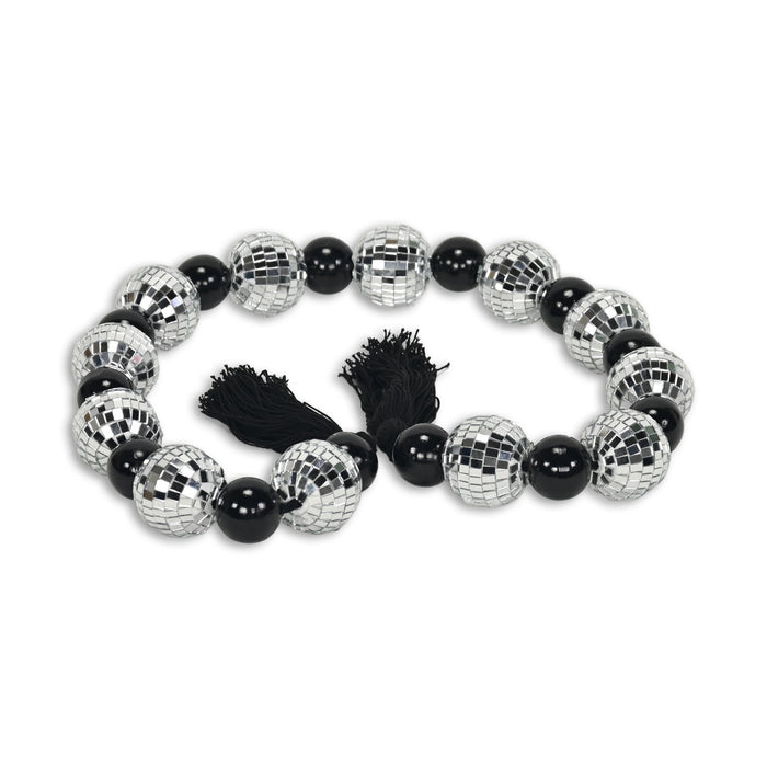 48" Black And Silver Bling Bling Beads Decorative Tassel