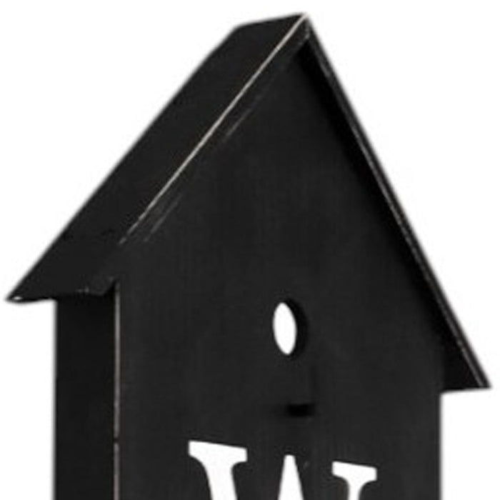 48" Black And White Solid Wood Birdhouse Welcome Porch Sign