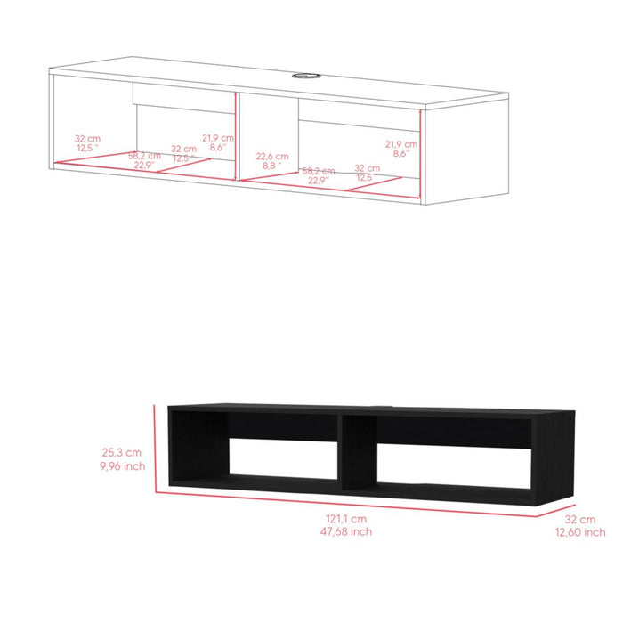 48" Black Floating Mount Entertainment Center