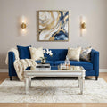 48" Silver And White Mirrored Glass And Wood Coffee Table