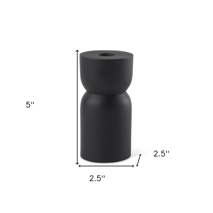 5" Black Metal Tabletop Pillar Candle Holder