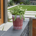 5" Brown and Ivory Textural Tone On Tone Recycled Plastic Indoor Outdoor Round Pot Planter