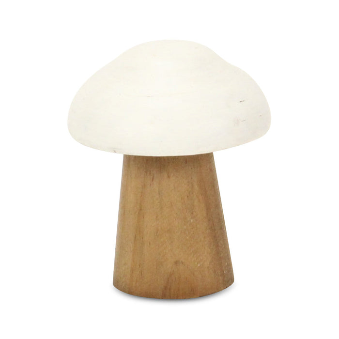 5" Brown And White Wood Hand Painted Tabletop Sculpture