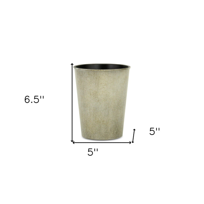 5" Gray Recycled Plastic Indoor Outdoor Round Pot Planter
