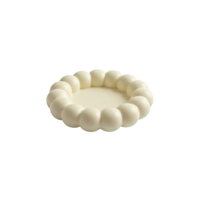 5" Light Yellow Resin Handmade Round Trinket Tray
