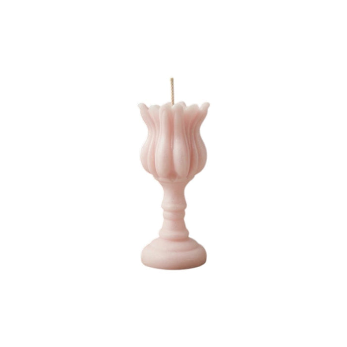 5" Pink Lavender And Sage Scented Dimensional Flower Candle