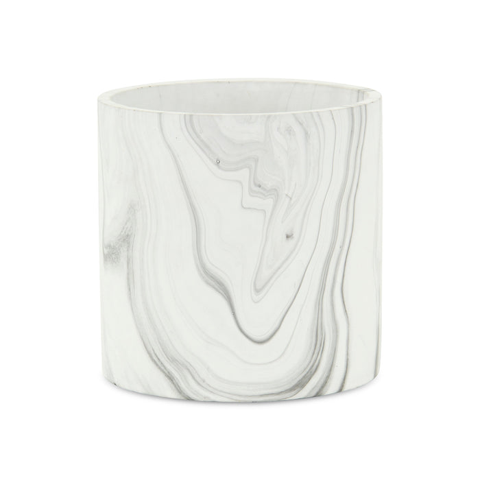 5" White and Gray Marbleized Ceramic Indoor Outdoor Round Pot Planter